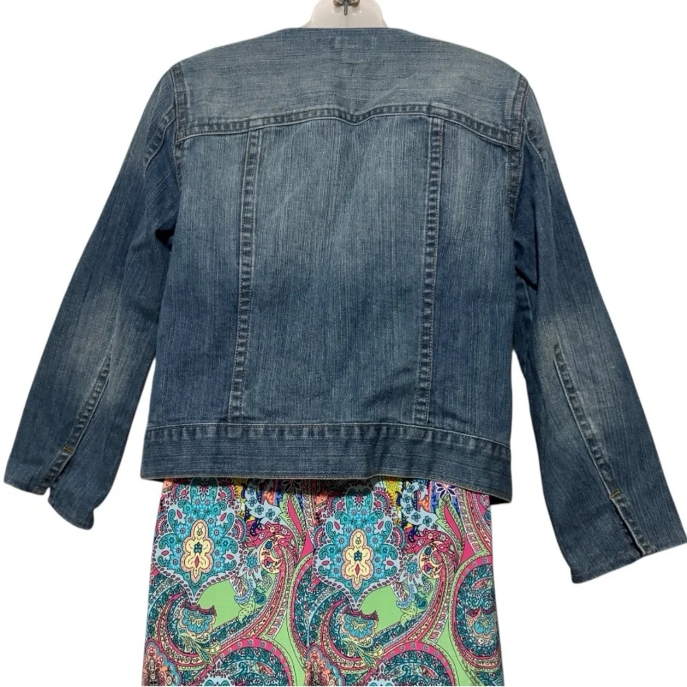 Coldwater Creek Collarless Denim Shirt Jacket